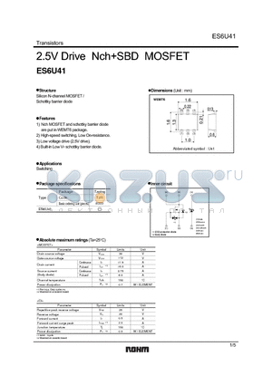 ES6U41 datasheet - 2.5V Drive NchSBD MOSFET