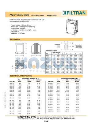 4808-06 datasheet - Power Transformers Fully Enclosed