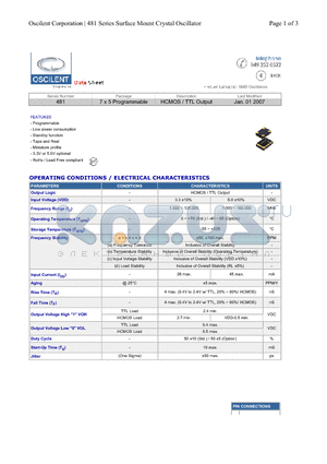 481-2.4576M-5EN-TTS datasheet - 7 x 5 Programmable HCMOS / TTL Output