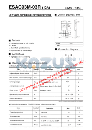 ESAC93M-03R datasheet - LOW LOSS SUPER HIGH SPEED RECTIFIER