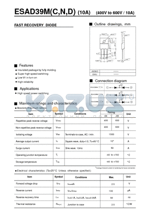 ESAD39M datasheet - FAST RECOVERY DIODE