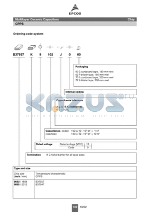 B37937K9062 datasheet - Multilayer Ceramic Capacitors