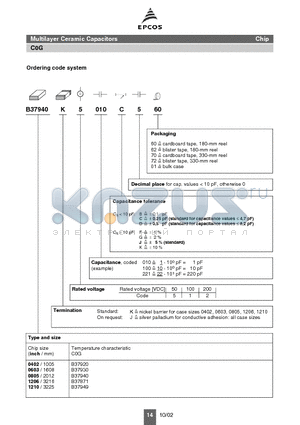 B37940J1010B570 datasheet - Multilayer Ceramic Capacitors