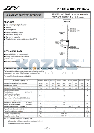 FR152G datasheet - GLASS FAST RECOVERY RECTIFIERS