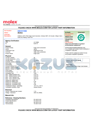 48191-7000 datasheet - 0.80mm (.031