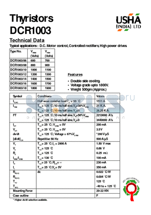 DCR1003 datasheet - Thyristors