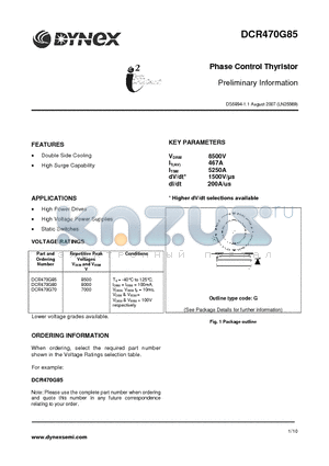 DCR1080G22 datasheet - Phase Control Thyristor