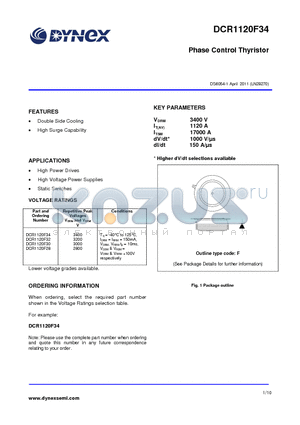 DCR1120F32 datasheet - Phase Control Thyristor