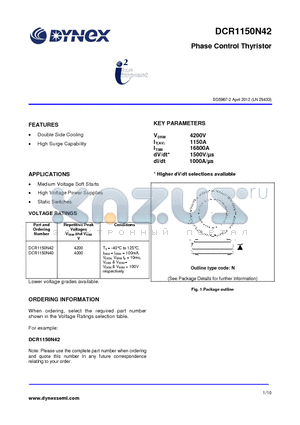 DCR1150N42 datasheet - Phase Control Thyristor