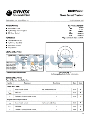 DCR1275SD24 datasheet - Phase Control Thyristor