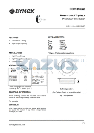 DCR1300L75 datasheet - Phase Control Thyristor