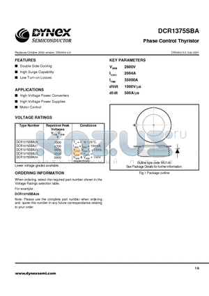 DCR1375SBA28 datasheet - Phase Control Thyristor