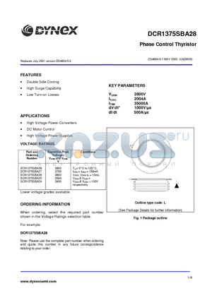 DCR1375SBA28 datasheet - Phase Control Thyristor