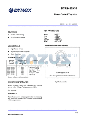 DCR1430X28 datasheet - Phase Control Thyristor