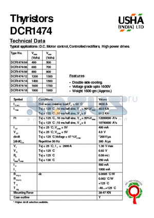 DCR1474/14 datasheet - Thyristors