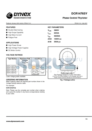 DCR1476SY34 datasheet - Phase Control Thyristor