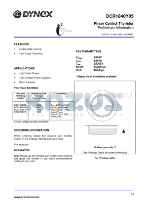 DCR1476SY42 datasheet - Phase Control Thyristor