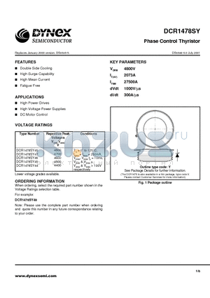 DCR1478SY46 datasheet - Phase Control Thyristor