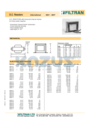 4832-02 datasheet - D.C. Reactors International