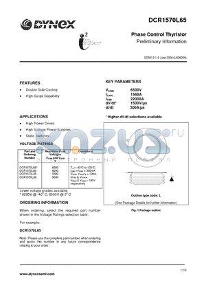 DCR1570L50 datasheet - Phase Control Thyristor