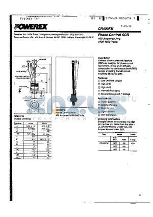 CR400FM-36 datasheet - Phase Control SCR 400 Amperes Avg 1400-1800 Volts