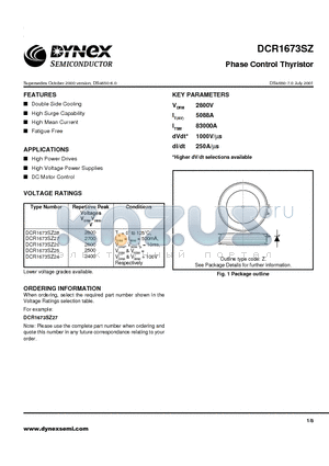 DCR1673SZ datasheet - Phase Control Thyristor