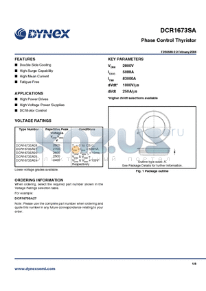 DCR1673SA datasheet - Phase Control Thyristor