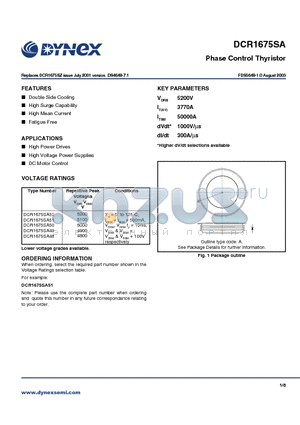 DCR1675SA datasheet - Phase Control Thyristor