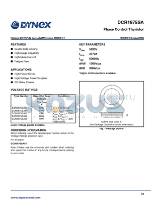 DCR1675SA51 datasheet - Phase Control Thyristor