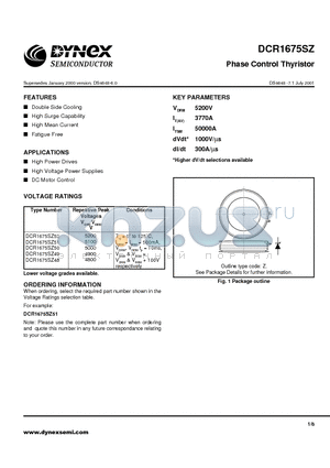 DCR1675SZ datasheet - Phase Control Thyristor