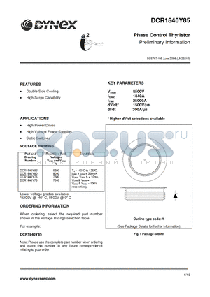 DCR1840Y75 datasheet - Phase Control Thyristor