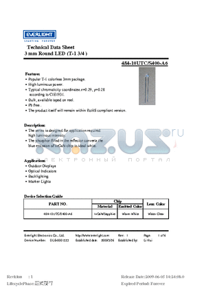 484-10UTC-S400-A6 datasheet - 3 mm Round LED (T-1 3/4 )