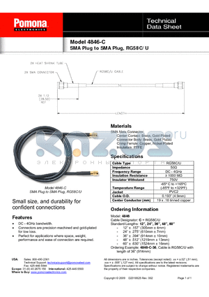 4846-C datasheet - SMA Plug to SMA Plug, RG58C/U