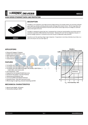 485ELC_10 datasheet - HIGH SPEED ETHERNET DATA LINE PROTECTOR