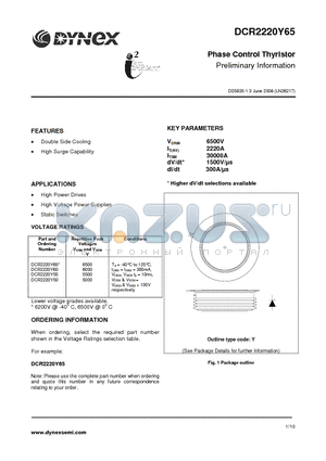 DCR2220Y50 datasheet - Phase Control Thyristor