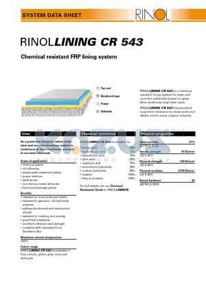 CR543 datasheet - Chemical resistant FRP lining system