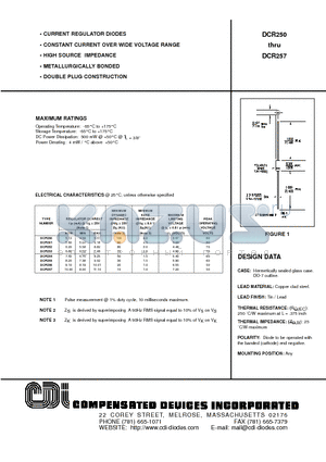 DCR250 datasheet - CURRENT REGULATOR DIODES