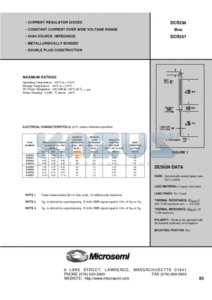 DCR250 datasheet - CURRENT REGULATOR DIODES