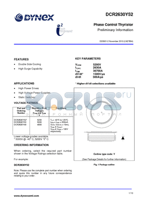 DCR2630Y50 datasheet - Phase Control Thyristor