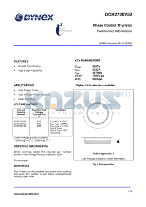 DCR2720V48 datasheet - Phase Control Thyristor