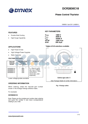 DCR2830C12 datasheet - Phase Control Thyristor