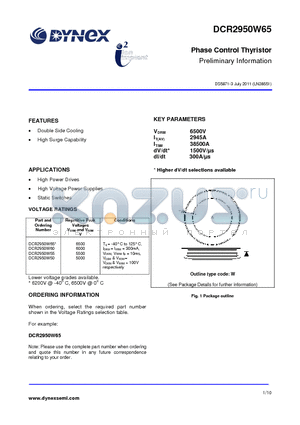 DCR2950W50 datasheet - Phase Control Thyristor