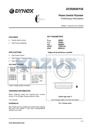 DCR2930Y40 datasheet - Phase Control Thyristor