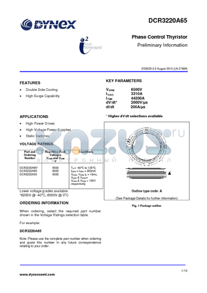 DCR3220A65 datasheet - Phase Control Thyristor