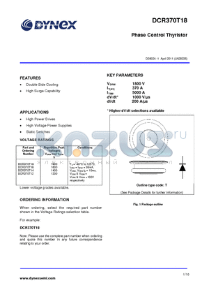 DCR370T12 datasheet - Phase Control Thyristor