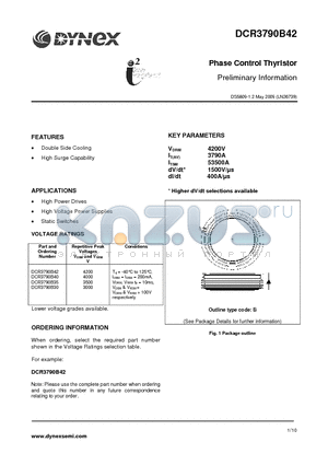 DCR3790B30 datasheet - Phase Control Thyristor