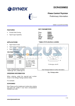 DCR4330M45 datasheet - Phase Control Thyristor