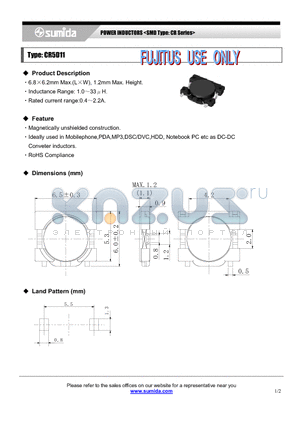 CR5D11NP-2R0MC datasheet - POWER INDUCTORS <SMD Type: CR Series>