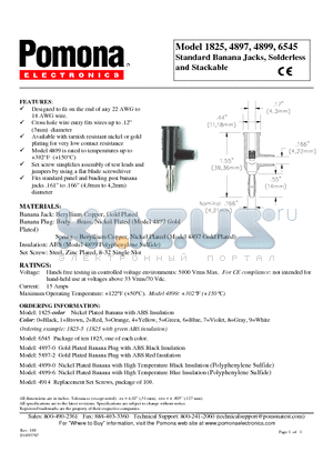 4897 datasheet - Standard Banana Jacks, Solderless and Stackable