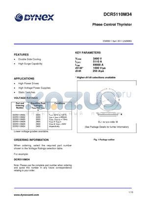 DCR5110M24 datasheet - Phase Control Thyristor